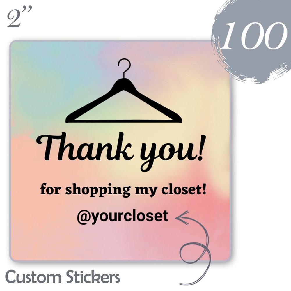 100 Thank you Stickers Thermal  Glossy